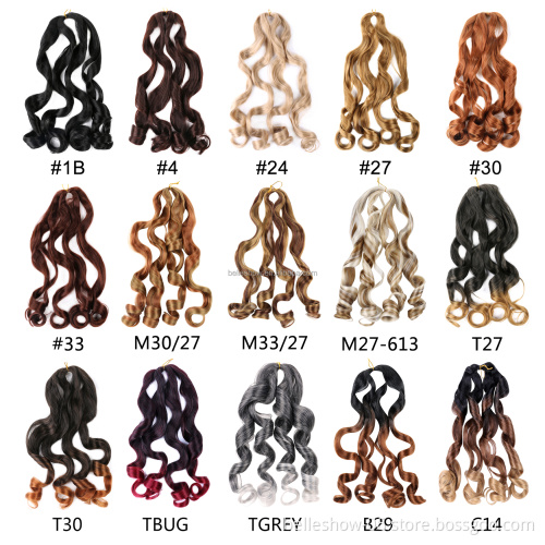 Hot sell  Synthetic shiny silk Wave straight Curls French Curly Crochet Braids Wavy braiidng hair